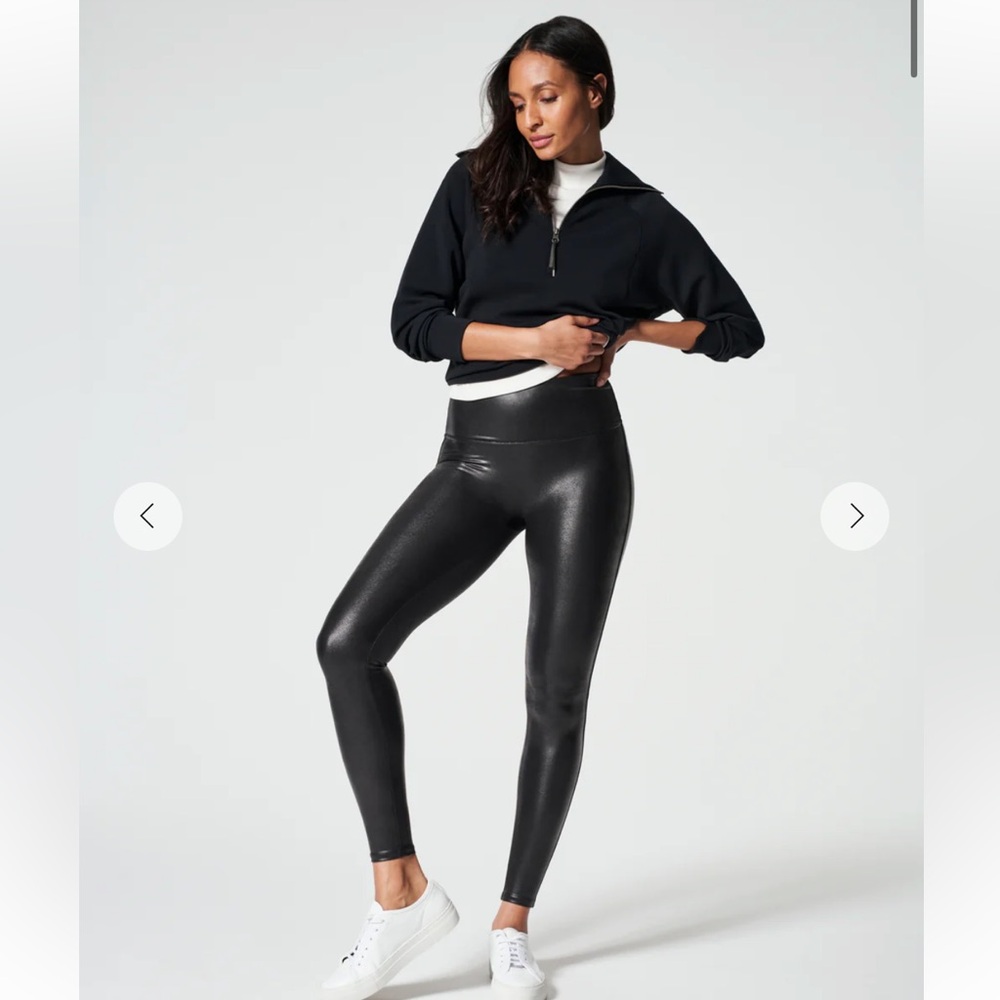 SPANX Black faux leather Leggings